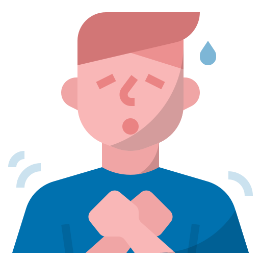 Covid19, health, problem, tired, hard breathing icon